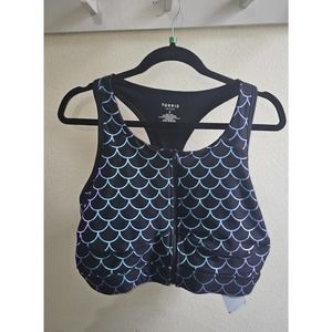 NWT Torrid Mermaid Wireless Zip Front Active Sports Racerback Bra Size 2x 18-20